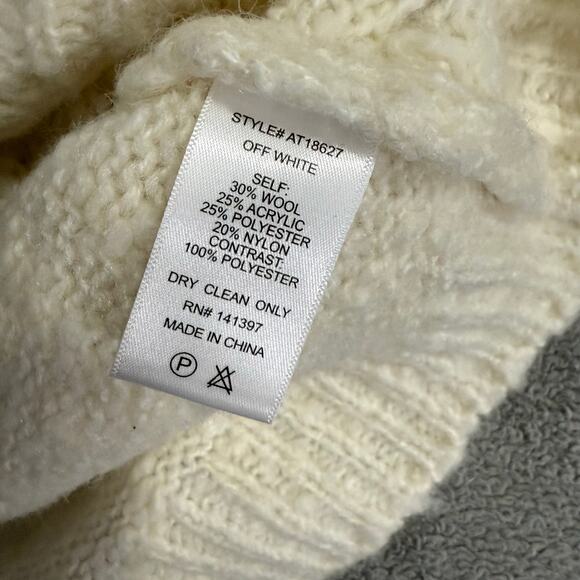 ASTR The Label Contrasting Bow Tie Textured Cardigan, Off White, M - Picture 5 of 5
